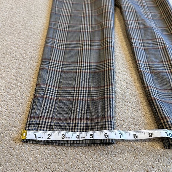 Sandro Pants Stainy Plaid Check Tapered Ankle Crop Neutral Work Modern Sz 34 XS - Picture 4 of 14